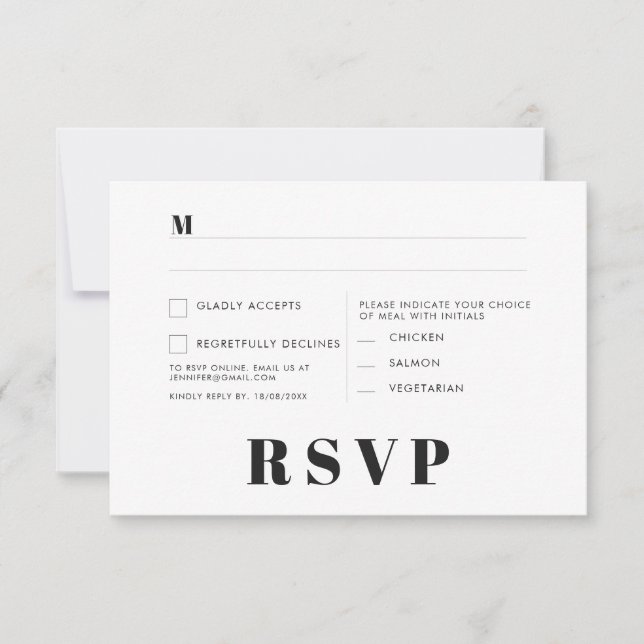 Tarjetas RSVP de boda minimalista (Anverso)
