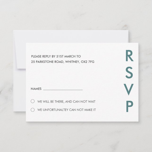 Tarjetas RSVP de boda minimalista (Anverso)