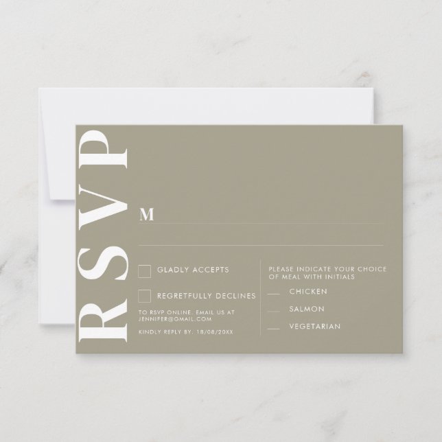 Tarjetas RSVP de boda minimalista (Anverso)