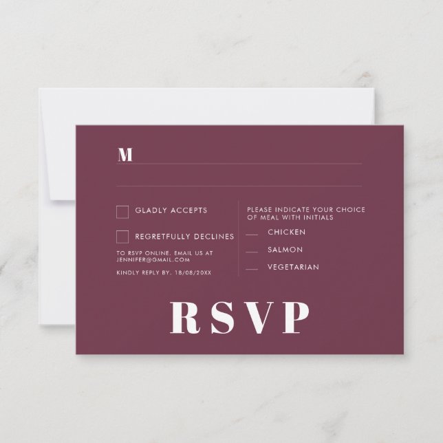 Tarjetas RSVP de boda minimalista (Anverso)
