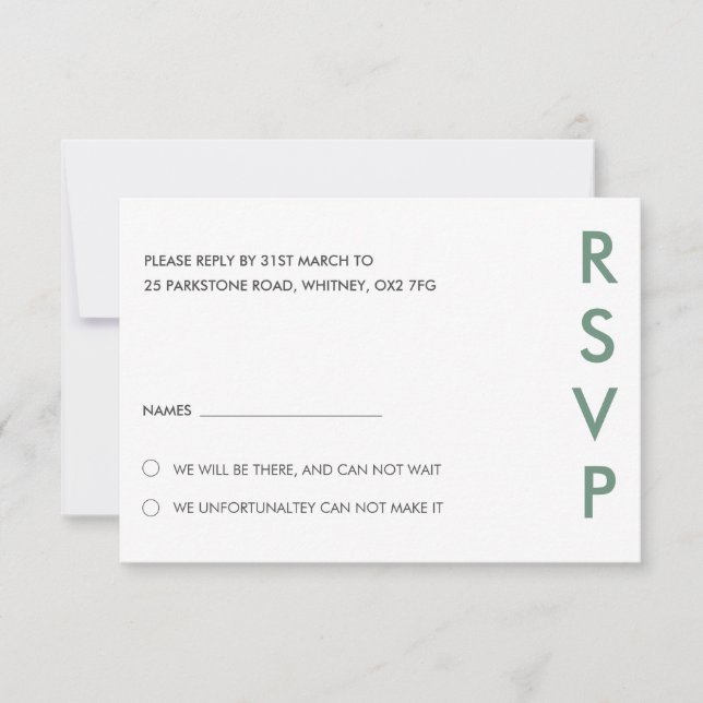 Tarjetas RSVP de boda minimalista (Anverso)