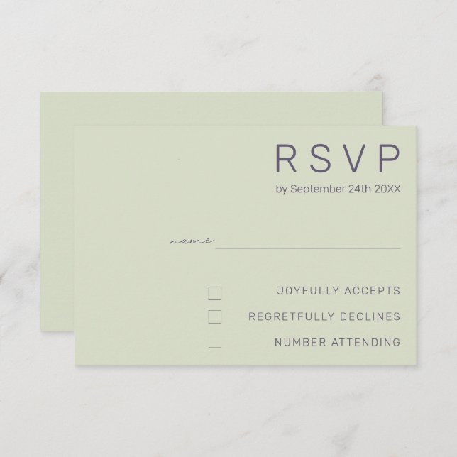 Tarjetas RSVP de boda minimalista (Anverso / Reverso)