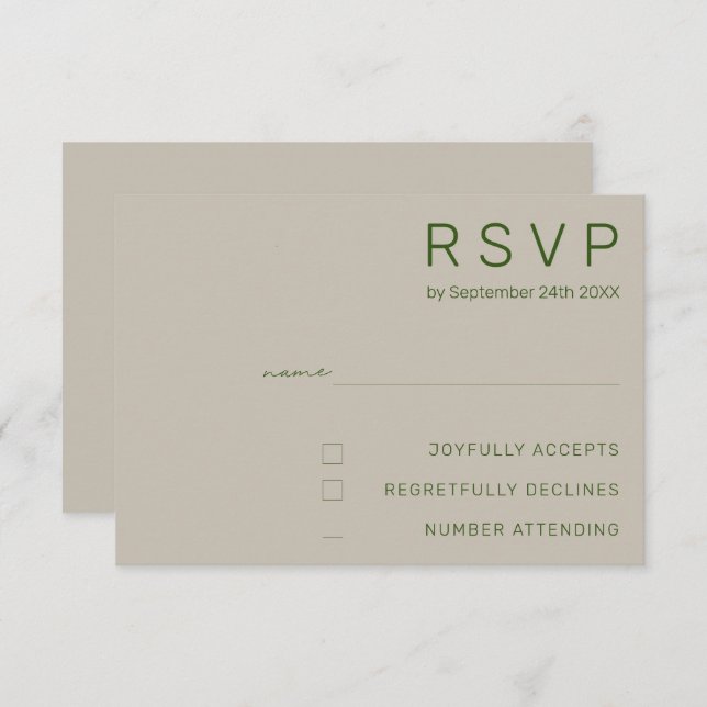 Tarjetas RSVP de boda minimalista (Anverso / Reverso)