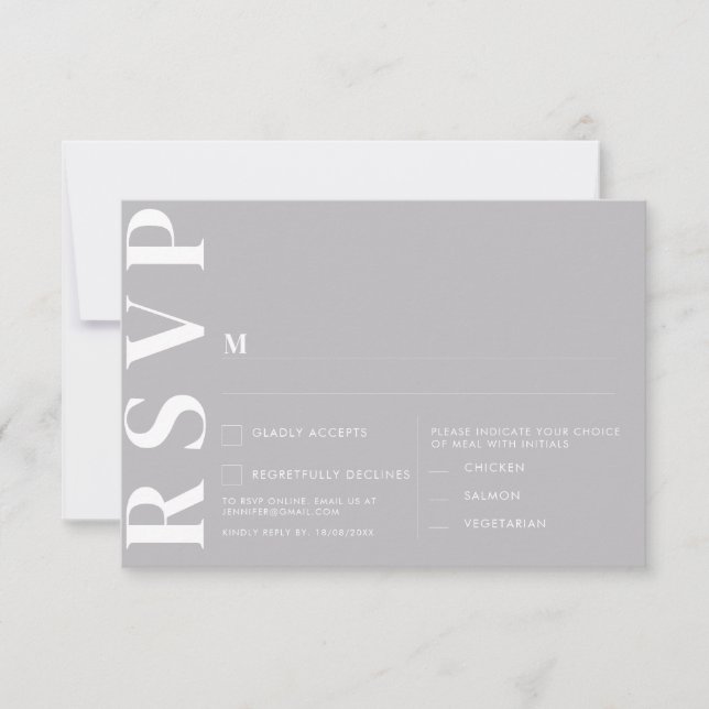 Tarjetas RSVP de boda minimalista (Anverso)