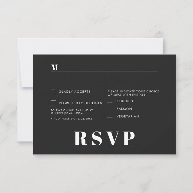 Tarjetas RSVP de boda minimalista (Anverso)