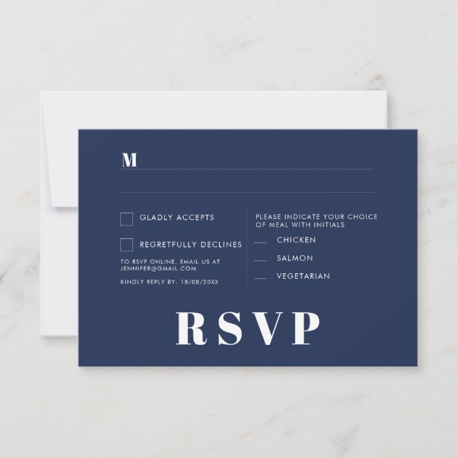 Tarjetas RSVP de boda minimalista (Anverso)