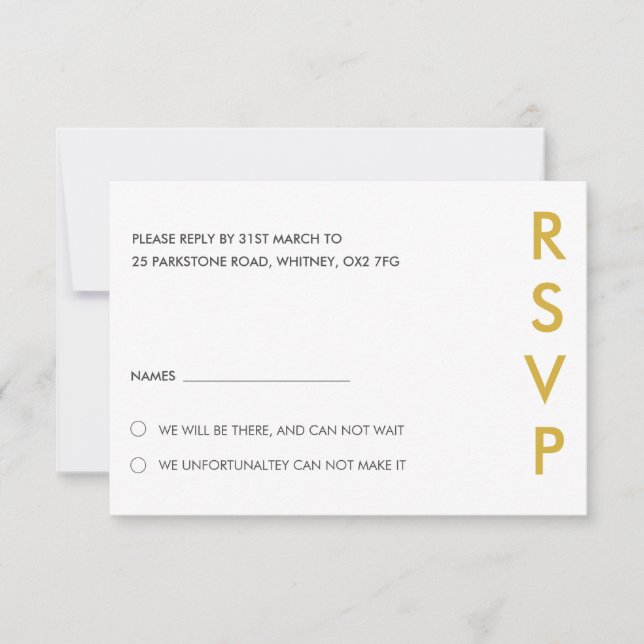 Tarjetas RSVP de boda minimalista (Anverso)