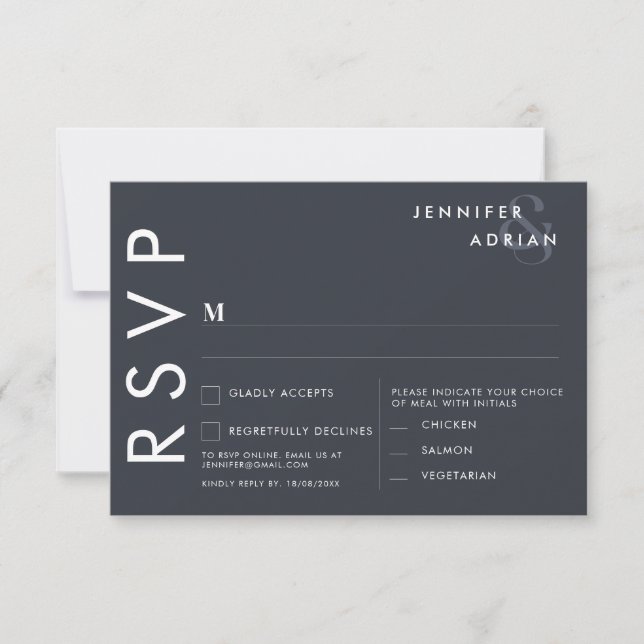 Tarjetas RSVP de boda minimalista (Anverso)