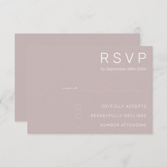 Tarjetas RSVP de boda minimalista (Anverso / Reverso)