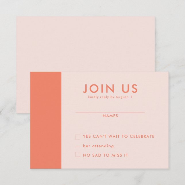 Tarjetas RSVP de boda minimalista (Anverso / Reverso)