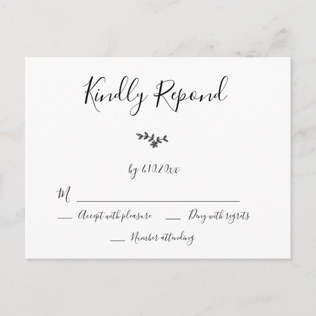 Tarjetas RSVP de boda moderna de guerra (Anverso)