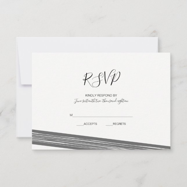 Tarjetas RSVP de boda moderna en blanco y negro a  (Anverso)