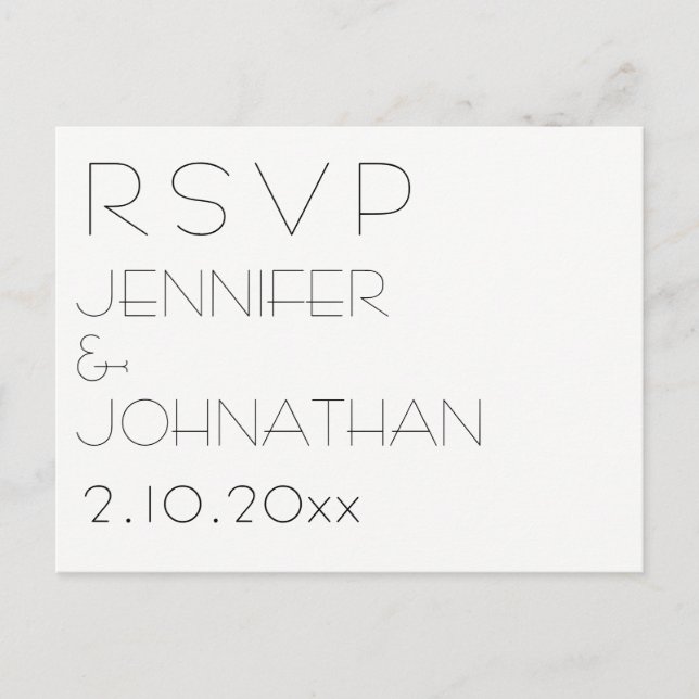 Tarjetas rsvp de boda modernas y sencillas (Anverso)