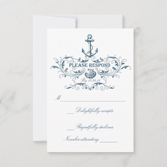Tarjetas RSVP de boda náutica (Anverso)