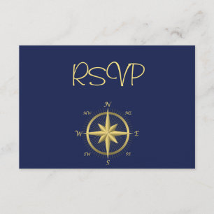Tarjetas RSVP de Boda Náutica Azul