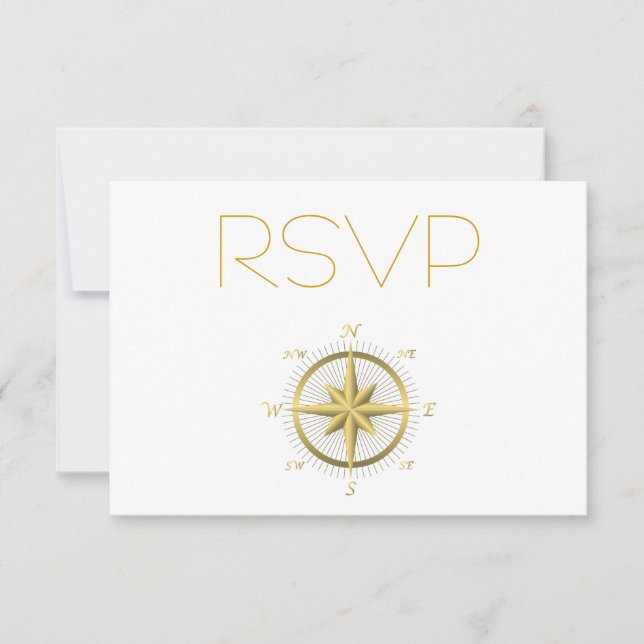 Tarjetas RSVP de Boda Náutica Blanca (Anverso)