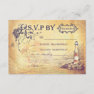Tarjetas RSVP de boda náutica de Vintage