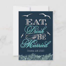 Tarjetas RSVP de Boda Náutica Marina Azul y Aqua