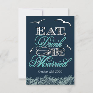 Tarjetas RSVP de Boda Náutica Marina Azul y Aqua