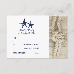 Tarjetas RSVP de Boda Náutica Rústica de Duelo en