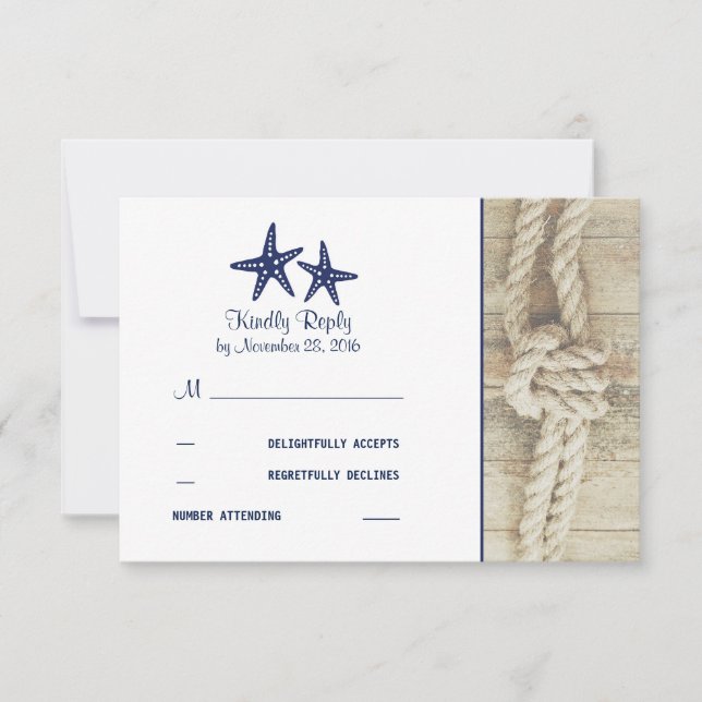 Tarjetas RSVP de Boda Náutica Rústica de Duelo en  (Anverso)