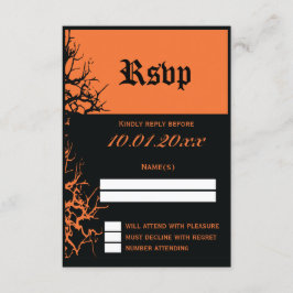 Tarjetas RSVP de Boda Negra Y Naranja de Halloween