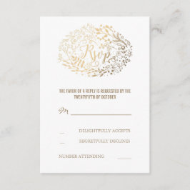 Tarjetas RSVP de Boda Oral Floral de Oro