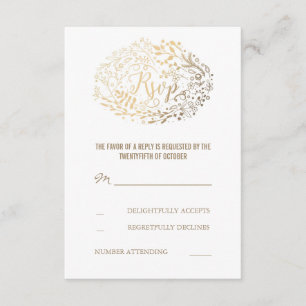 Tarjetas RSVP de Boda Oral Floral de Oro