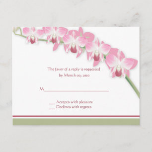 Tarjetas RSVP de boda orquídea rosa