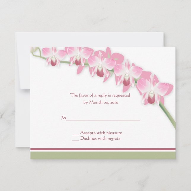 Tarjetas RSVP de boda orquídea rosa (Anverso)