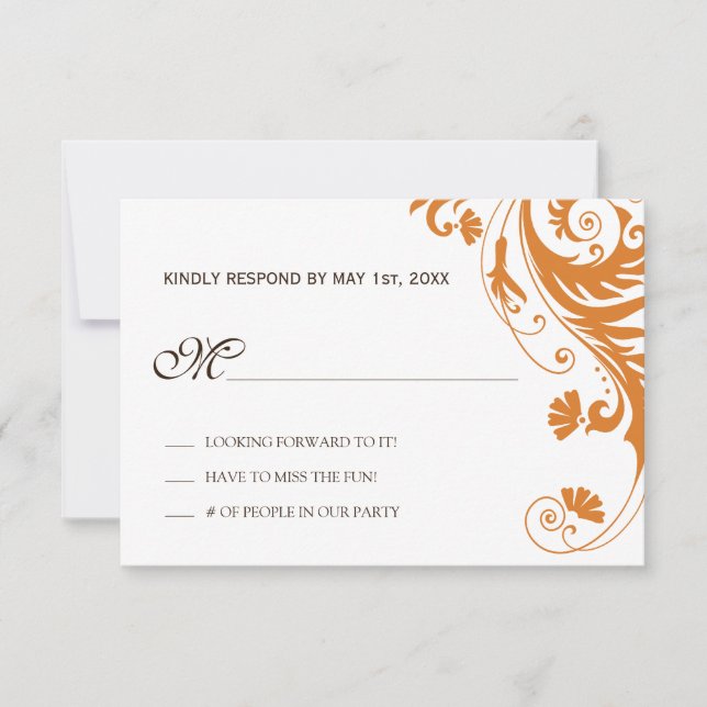 Tarjetas RSVP de boda otoño (Anverso)
