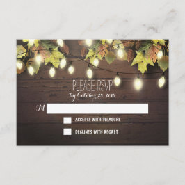 Tarjetas RSVP de boda otoño con luces de trineo