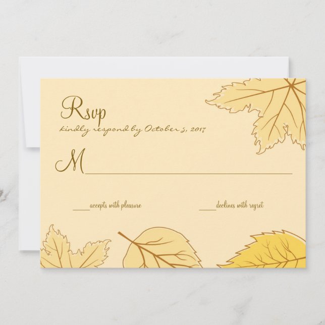 Tarjetas RSVP de boda para hojas de otoño (Anverso)