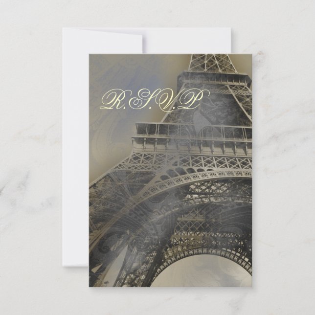 Tarjetas rsvp de boda parisina estándar 3.5 x 5 (Anverso)