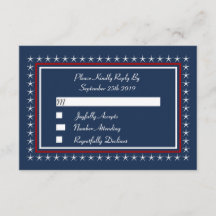 Tarjetas RSVP de boda patriótica militar