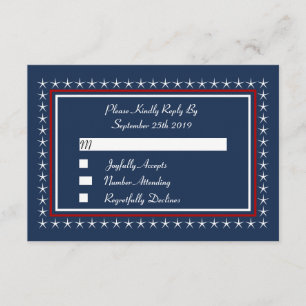 Tarjetas RSVP de boda patriótica militar