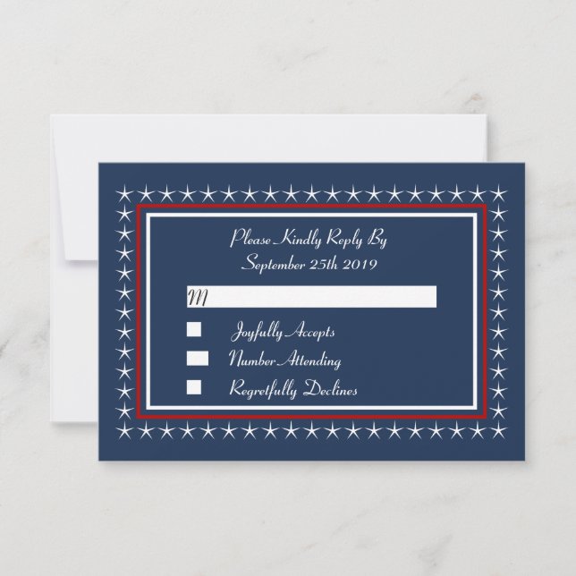 Tarjetas RSVP de boda patriótica militar (Anverso)