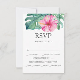 Tarjetas RSVP de boda personalizada Hibiscus rosa