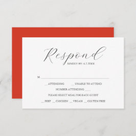 Tarjetas RSVP de boda personalizada rojo