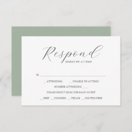 Tarjetas RSVP de boda personalizada Sage Green