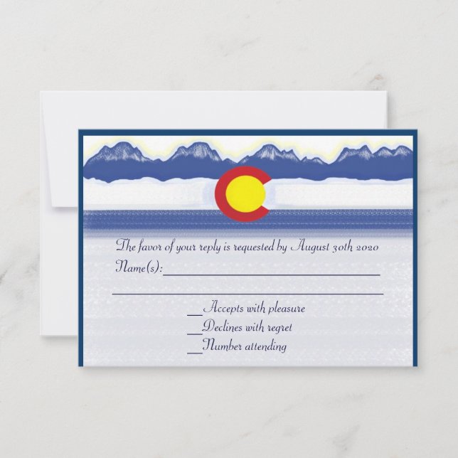 Tarjetas RSVP de boda personalizadas con bandera d (Anverso)