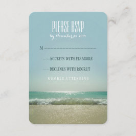 Tarjetas RSVP de boda playera moderna con mar azul