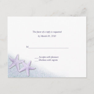 Tarjetas RSVP de Boda Purple Starfish Beach