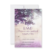 Tarjetas RSVP de boda púrpura de roble antiguo