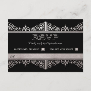 Tarjetas RSVP de Boda Real Art Deco - Relieve meta