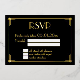 Tarjetas RSVP de Boda Real de Relieve metalizado d