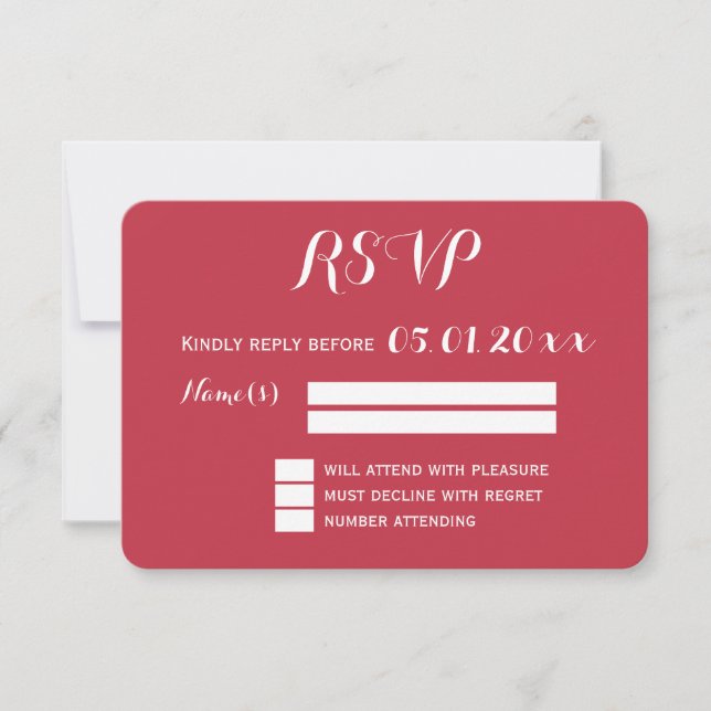 Tarjetas RSVP de Boda Roja Personalizado redonda c (Anverso)
