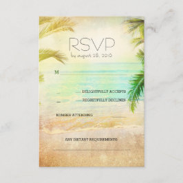 tarjetas RSVP de boda romántica de la playa de sol
