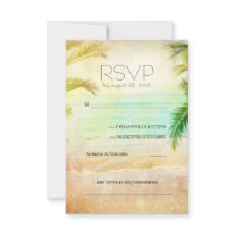 tarjetas RSVP de boda romántica de la playa de sol