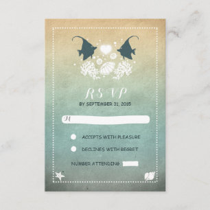 tarjetas RSVP de boda romántica en la playa
